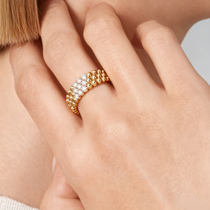 [Mysitc ]  THREE-ROW DIAMOND RING
