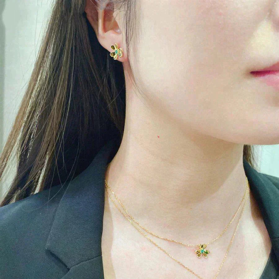 [Mystic]FRIVOLE  FLOWER MALACHITE EARRINGS