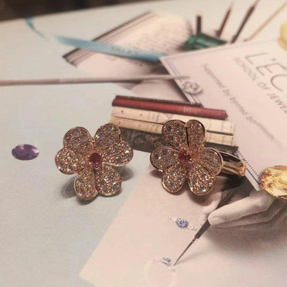 [Mystic]FRIVOLE PINK GOLD FLOWER DIAMOND EARRINGS