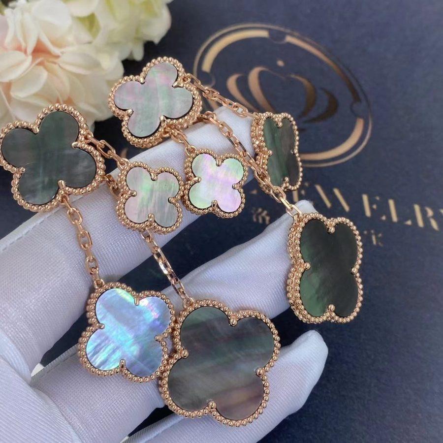 [Mystic]CLOVER EARRINGS DARK MOP 4 MOTIFS ROSE GOLD